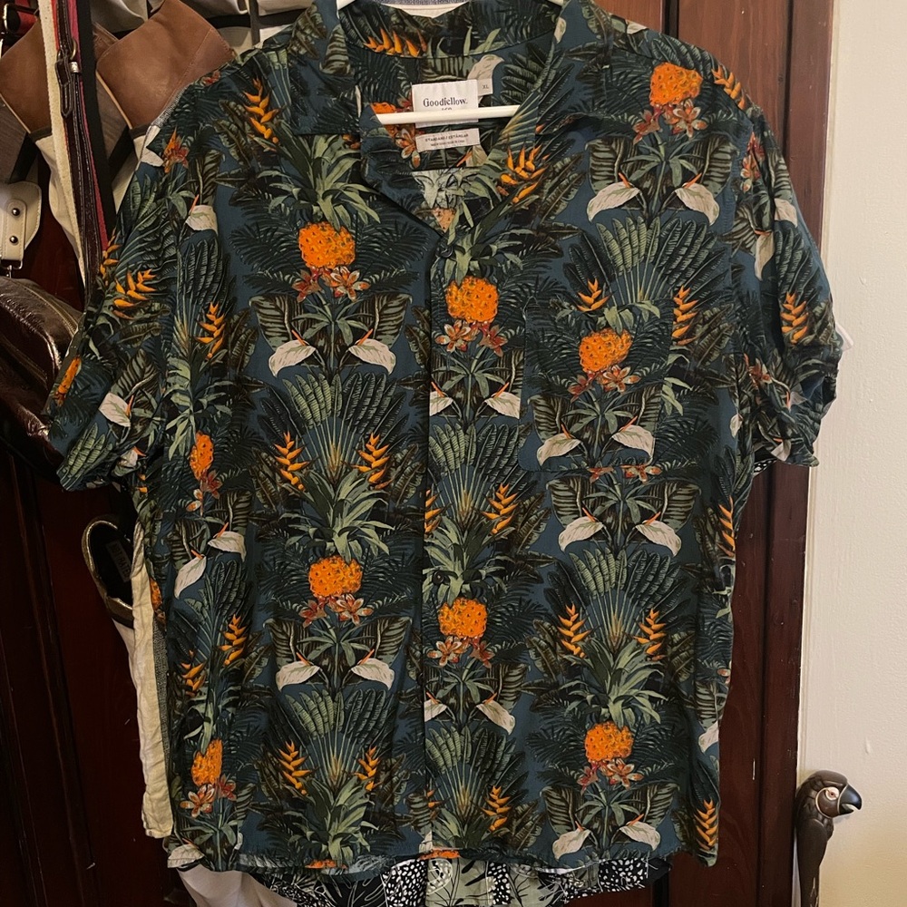 Goodfellow & Co Green and Orange Casual Button Down Shirt